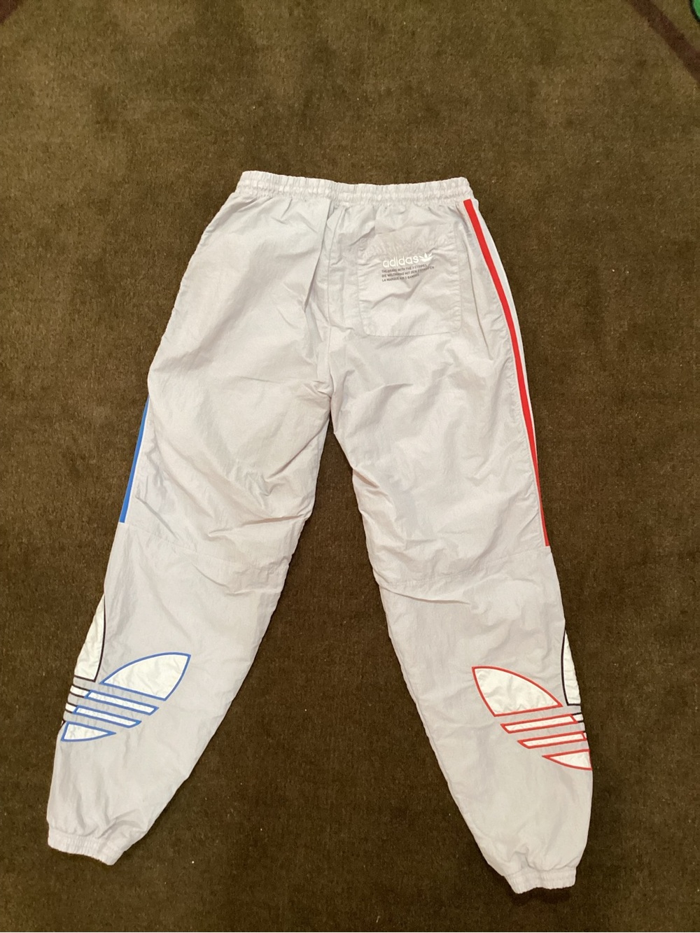 adidas White Joggers with Red & Blue Stripe Accents - Picture 5 of 6